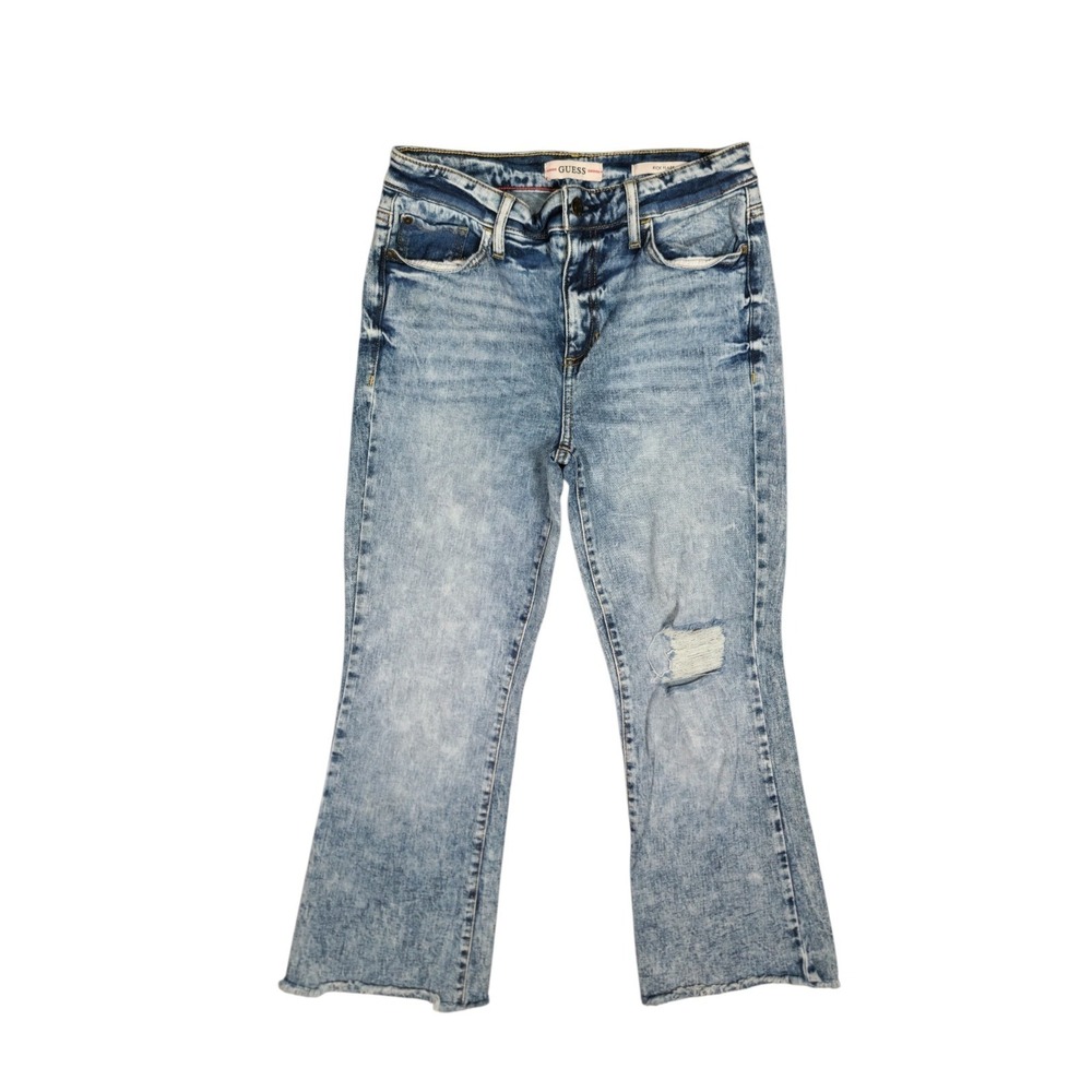 GUESS Kick Flare Distressed Faded Look Jeans Size US 28